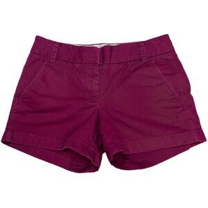 J. Crew Chino Shorts City Fit‎ Low Rise 100% Cotton Twill Women's 0 Burgundy